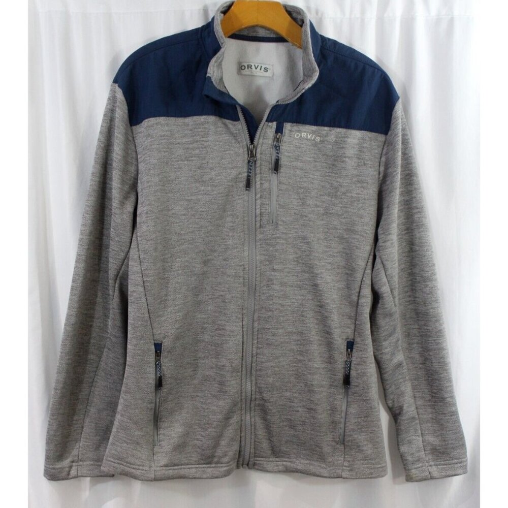 Orvis Mens Grey Blue Long Sleeve Full Zip Jacket L
